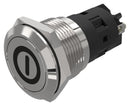 EAO 82-5152.1000.B001 Vandal Resistant Switch, On/Off, 82 Series, 19 mm, SPDT, Momentary, Round Flat Flush, Natural