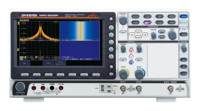 GW INSTEK 01MP222P00GS Digital Oscilloscope, MPO-2000 Series, 2 Channel, 200 MHz, 1 GSPS, 1.75 ns
