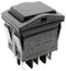 E-SWITCH RB546A1100-136 Rocker Switch, IP67, (On)-Off-(On), DPDT, Illuminated, Panel, Snap-In, Black, RB5 Series