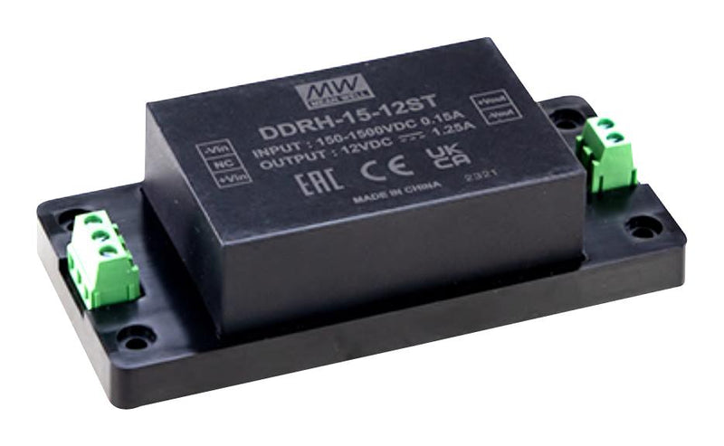 MEAN WELL DDRH-15-12ST Isolated Chassis Mount DC/DC Converter, Screw Terminal, ITE & Industrial, Module, 10:1, 15 W