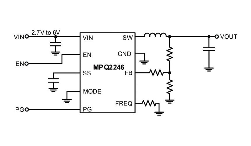 MONOLITHIC POWER SYSTEMS (MPS) MPQ2246GQE-AEC1-P DC-DC Switching Synchronous Buck Regulator, Adjustable, 2.7 to 6V in, 0.606 to 6V / 6A Out, WFQFN-9
