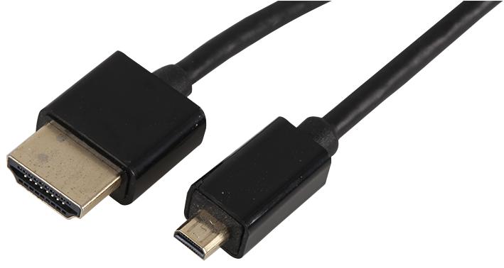 PRO SIGNAL PSG04066 Audio / Video Cable Assembly, HDMI A Plug, Micro HDMI D Plug, 2.46 ft, 0.75 m, Black