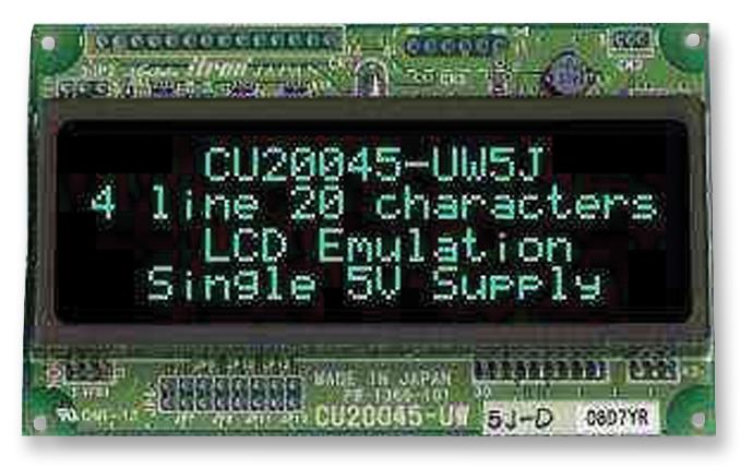 NORITAKE ITRON GU256X32D-K610A8 VFD Display, Dot Matrix, 256 x 32, 14.25mm x 115mm, I2C / Parallel / SPI, 500 mA, 4.5 V to 5.25 V