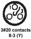 CINCH CONNECTIVITY SOLUTIONS BACC63BV8F3PNH Circular Connector, BACC Series, MIL-DTL-26500 Series, Wall Mount Receptacle, 3 Contacts
