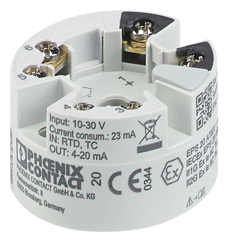 PHOENIX CONTACT FA MCR-EX-HT-1TS-I-OLP Head Mount Transducer, 1 Channel, Current, 30 VDC