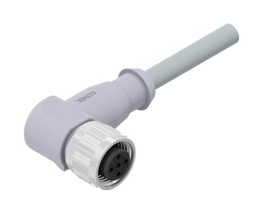 AMPHENOL CONEC 43-10209 Sensor Cable, A Coded, 90&deg; M12 Receptacle, Free End, 5 Positions, 3 m, 9.8 ft