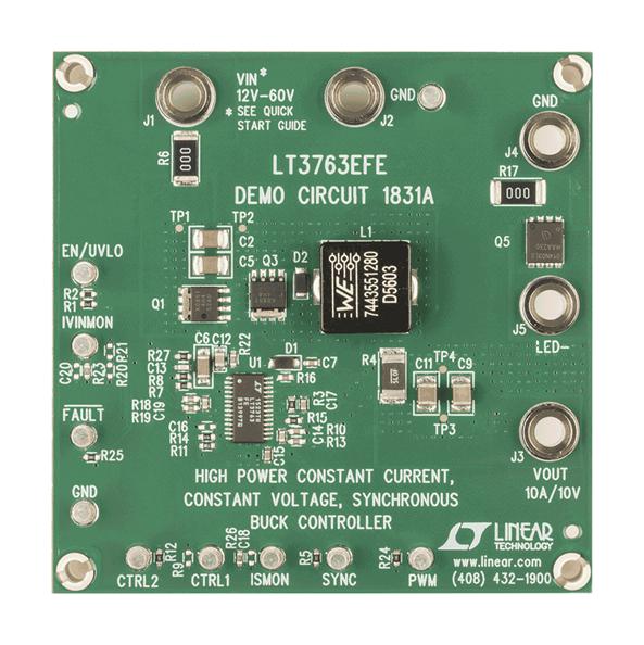 ANALOG DEVICES DC1831A Demonstration Board, LT3763EFE, LED Driver Controller, PWM, 12V to 60V Input, 15V, 10A Output