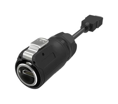 AMPHENOL COMMUNICATIONS SOLUTIONS MRHDP01E19A00 Audio / Video Cable Assembly, Latch Lock, IP20, HDMI A Plug, HDMI A Plug, 3.3 ft, 1 m, MRH Series