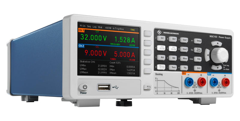 ROHDE & SCHWARZ NGC102 Bench Power Supply, Programmable, 2 Output, 0 V, 32 V, 0 A, 5 A
