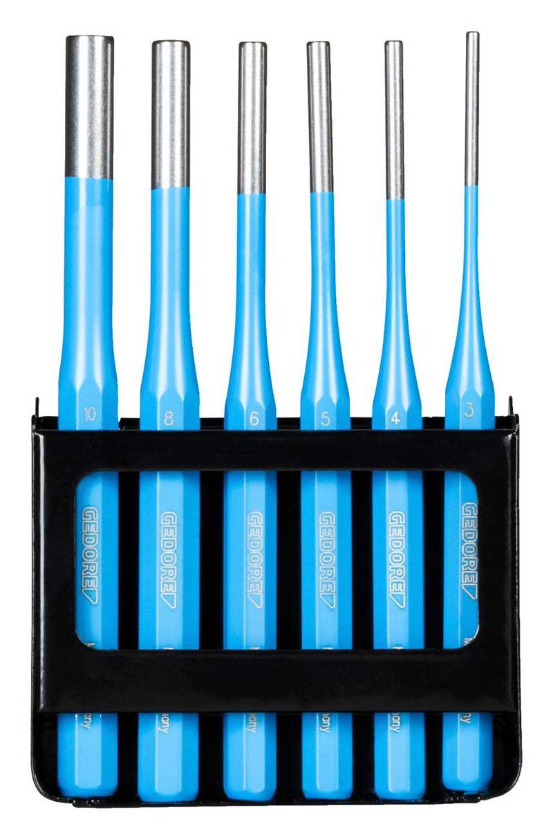 GEDORE 3014320 Pin Punch Set, 3mm, 4mm, 5mm, 6mm, 8mm, 10mm Pin Punches, 170 mm Length, 6 Piece