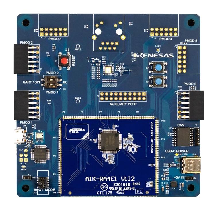 RENESAS RTK0EG0002D00001BE AI Solution Kit, R7FA4E110D2CFM, RA Family, ARM Cortex-M33, 32Bit, AIK-RA4E Board, PMOD Board