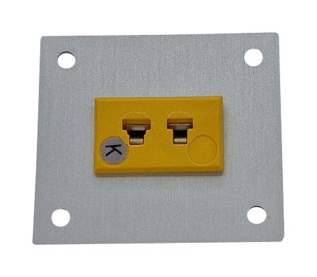 LABFACILITY AM-K-FF + FMP-1 Thermocouple Connector, 45 x 40mm Panel, Miniature, K, Socket, 1Way, Yellow, ANSI, Fascia Mount