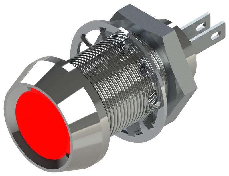 MARL 512-501-23 LED Panel Mount Indicator, Smoked Lens, Red, 28 VDC, 12.7 mm, 20 mA, 600 mcd, IP67