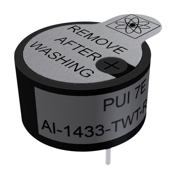 PUI AUDIO AI-1433-TWT-R Transducer, Continuous, 80 dBA, 3.3 kHz, Through Hole, Internal