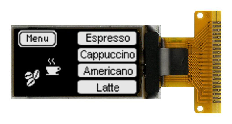 MIDAS DISPLAYS MDOG064128EY-WMT Graphic OLED, 64 x 128 Pixels, White on Black, 3.3V, I2C, SPI, 14mm x 67mm, -40 &deg;C