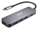 ROLINE 14.02.5048 USB Hub, 5 Port, USB 3.2 Gen 2, Type C, Type C PD, 10 Gbps, 100 W, Aluminium, Dark Grey