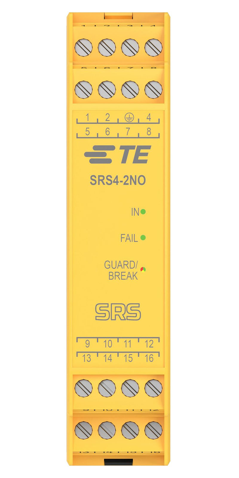 TE CONNECTIVITY SRS4-2NO Safety Relay, 24 VDC, DPST-NO, SRS Series, DIN Rail, 6 A, Screw Clamp