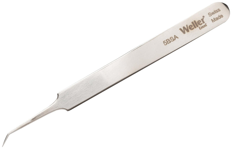 WELLER EREM 5BSA Tweezer, Precision, Curve/Pointed Tip, 115mm, Stainless Steel