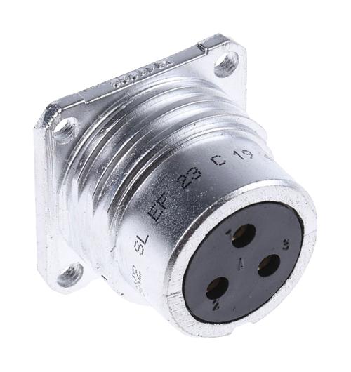 AMPHENOL SOCAPEX SL EF 23 C Circular Connector, SL61 Series, Panel Mount Receptacle, 3 Contacts, Solder Socket, Threaded