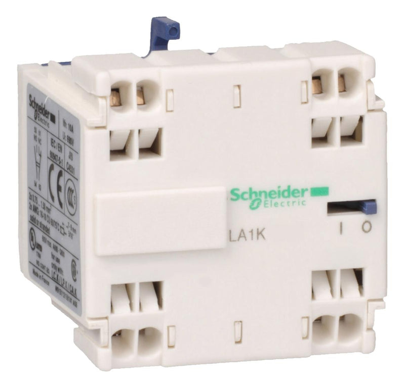 SCHNEIDER ELECTRIC LA1KN113 Auxiliary Contact, TeSys K Series Control Relays, SPST-NO, SPST-NC, Front Mount, Spring Loaded
