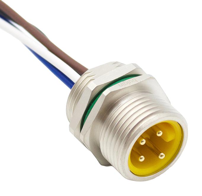 BULGIN LIMITED PXMBNI78FPM04AFL78002 Sensor Cable, 7/8" Plug, Free End, 4 Positions, 200 mm, 7.9 ", Buccaneer 7/8" Series