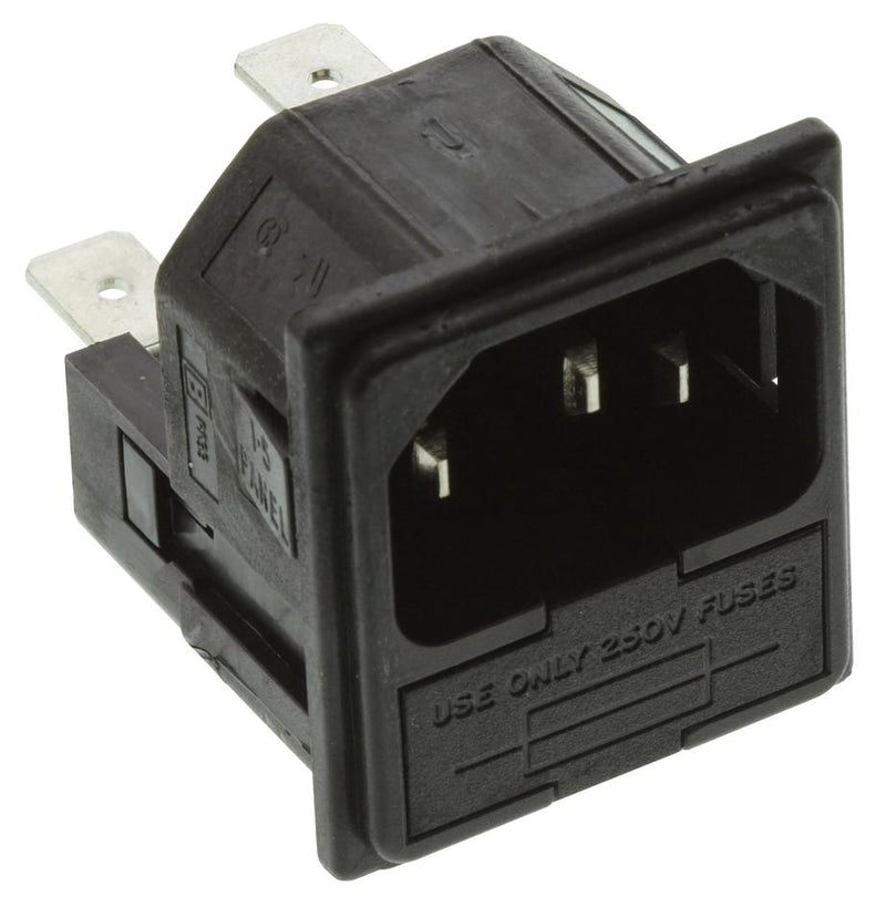 BULGIN LIMITED PF0033/30/63 Un-Filtered IEC Power Entry Module, IEC C14, General Purpose, 10 A, 250 VAC, 2-Pole Fuse Holder