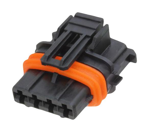 TE CONNECTIVITY 368162-1 Automotive Connector Housing, Black, Junior Power Timer, Receptacle, 4 Ways
