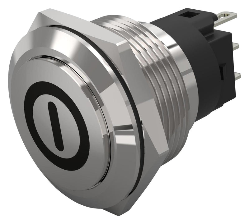 EAO 82-6161.1000.B001 Vandal Resistant Switch, On/Off, 82 Series, 22 mm, SPDT, Momentary, Round Raised Flat Flush