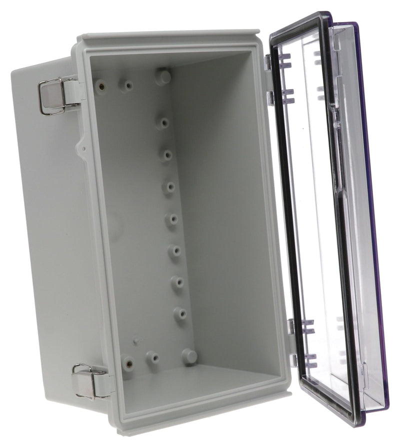 BUD INDUSTRIES PTQ-11041-C ENCLOSURE, PC/GFR, GRAY/CLEAR