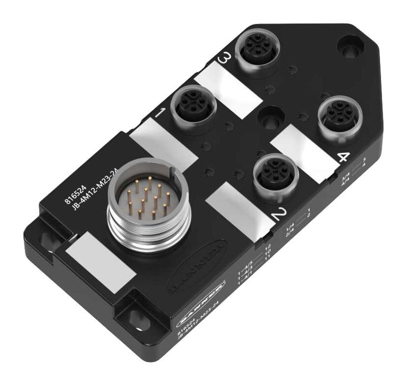 BANNER ENGINEERING JB-4M12-M23-24 JUNCTION BLOCK, 4PORT M12, 8SIGNAL, IP67