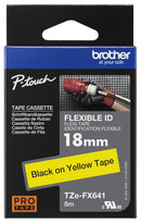 BROTHER TZE-FX641 Label Printer Tape, Self-Laminating, Black on Yellow, 8 m x 18 mm
