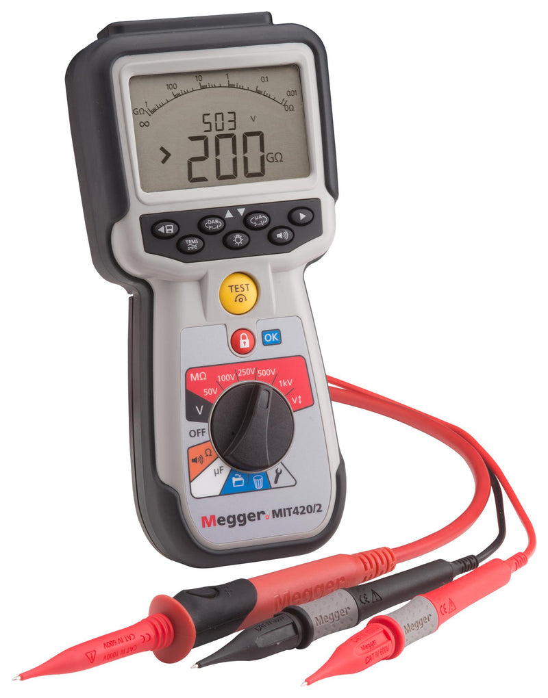 Megger MIT4202 MIT4202 Insulation Tester Multifunction 50V 100V 250V 500V 1kV 200Gohm -10 &deg;C 55 228 mm