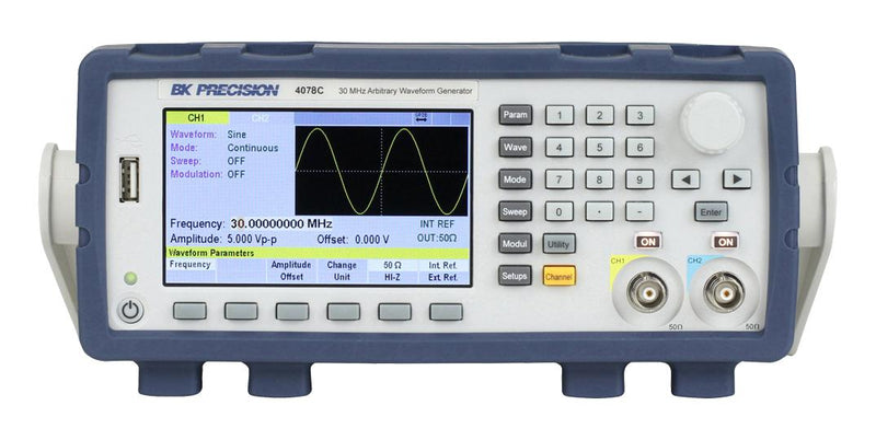 B&K PRECISION BK4078C Function, Arbitrary Waveform Generator, 2 Channel, 30 MHz, AM, BPSK, Burst, FM, FSK, PM, Sweep
