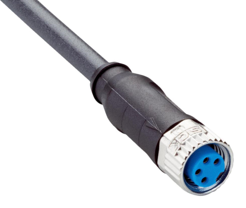 SICK YF8U24-100UB4XLEAX Sensor Cable, A Coded, Black, M8 Receptacle, Free End, 4 Positions, 10 m, 32.8 ft