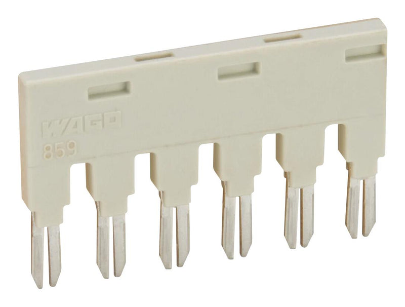 WAGO 859-406 Jumper (Busbar), 18 A, Light Grey, Jumper, Relay and Optocoupler Modules, 6 Ways