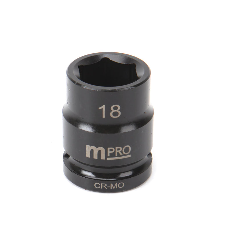 MULTICOMP PRO MP12-CRMO18 Socket, Hex, 18 mm x 38 mm, 1/2" Drive Size, Chromium Molybdenum Steel, DIN3121, Auto Repair