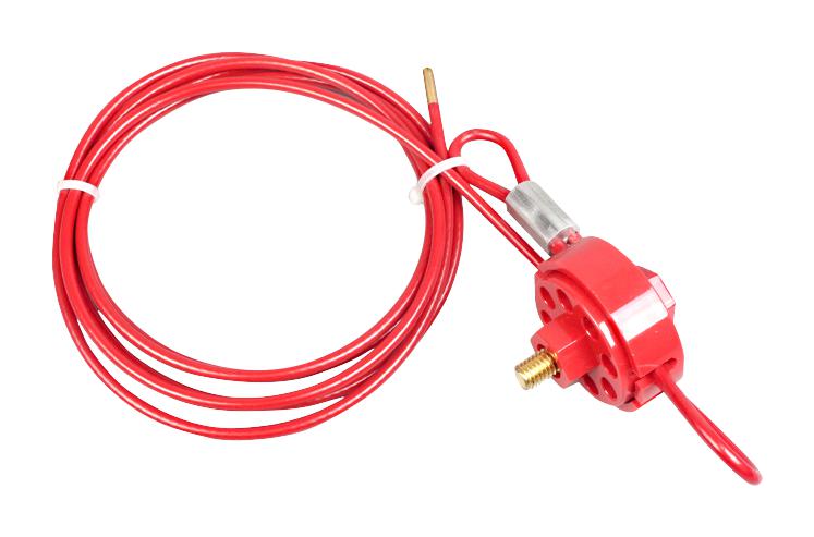 MULTICOMP PRO MP014079 Cable Lockout, Nylon (Polyamide), Cable, Wheel-Type, 4 mm x 2 m, Red