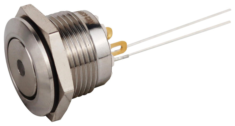 MULTICOMP PRO MPF12S1-1212GFS001 Vandal Resistant Switch, 6V LED, MPF Series, 16 mm, SPST-NO, Momentary, Round Flush, Natural