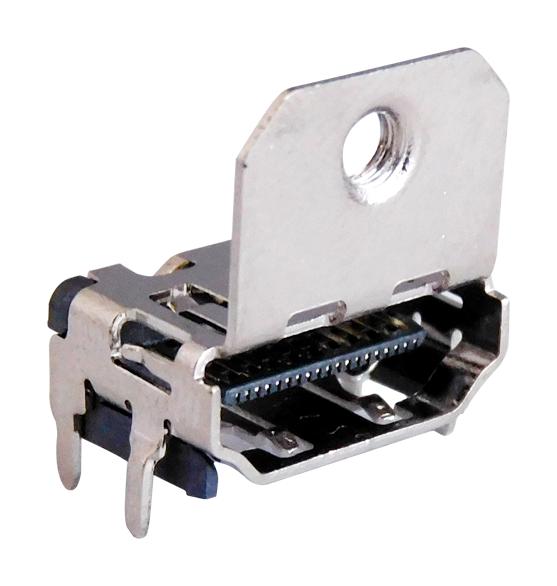 STEWART CONNECTOR SS-53200-002 HDMI Connector, w/ Flange, 19 Contacts, Receptacle, PCB Mount, Surface Mount Right Angle