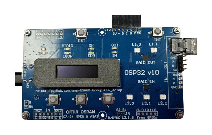 AMS OSRAM GROUP SAID_AS1163_EVA_KIT Evaluation Kit, AS1163, Xtensa, 32bit, Mother Board, SAID Basic/Sidelooker Board, RGBi Strip
