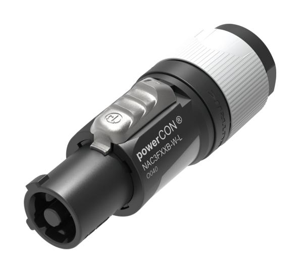 NEUTRIK NAC3FXXB-W-L High Power Connector, powerCON XX Series, Plug, 127 VAC, 20 A, Cable Mount, Screw