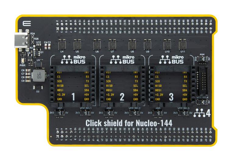 MIKROELEKTRONIKA MIKROE-5487 Expansion Board, Click Shield Nucleo-144, STM32, ARM Cortex-M