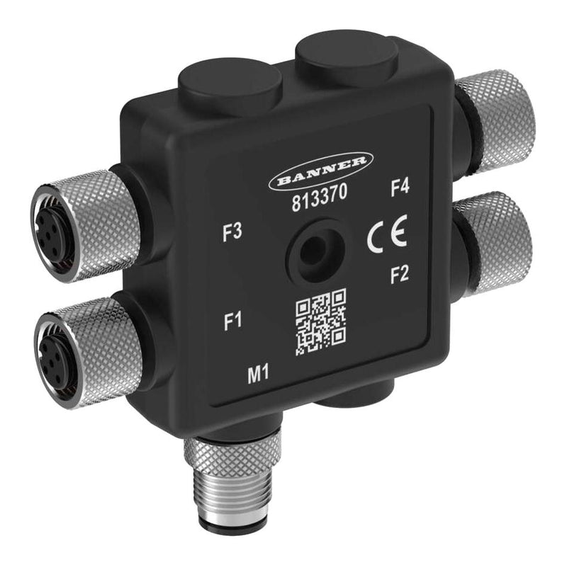 BANNER ENGINEERING R50-4M125-M125Q-P Sensor Distribution Box, A Code, M12 Connector - 5 Pole, M12 Connector - 5 Pole, 4 Ports
