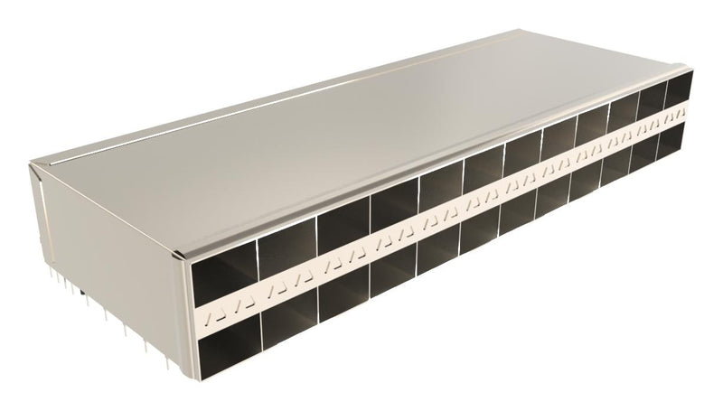 AMPHENOL COMMUNICATIONS SOLUTIONS UE864G462010361 Cage, SFP, 2 x 4 (Stacked), with Heat Sink, with Light Pipe, Press-Fit