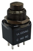 MULTICOMP PRO MP-PB10-DBB2QE-4 Pushbutton Switch, 11.9 mm, DPDT, On-(Off), Round, Black