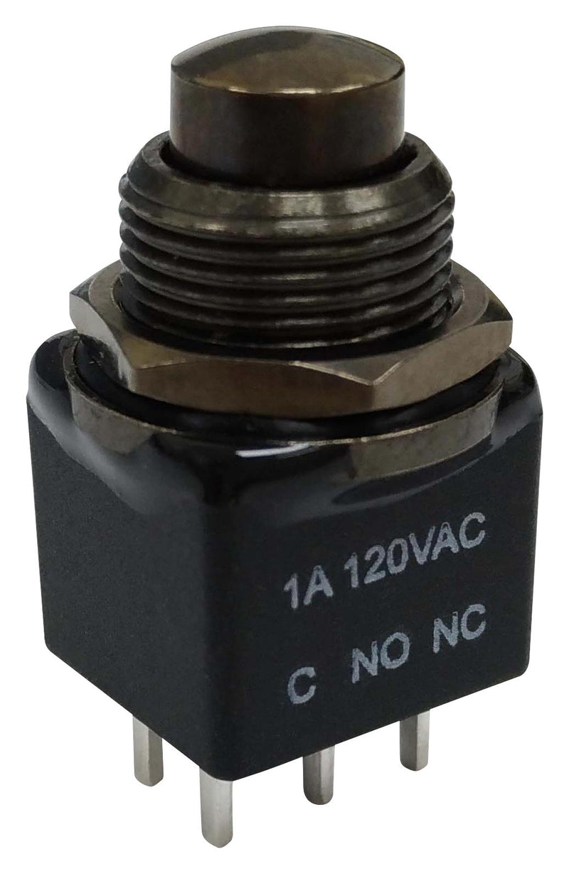 MULTICOMP PRO MP-PB10-DBB2QE-4 Pushbutton Switch, 11.9 mm, DPDT, On-(Off), Round, Black