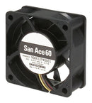 SANYO DENKI 9G0624P4S001 DC Axial Fan, 24 V, Square, 60 mm, 25 mm, Ball Bearing, 49.4 CFM