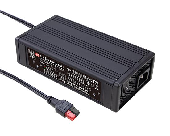 MEAN WELL NPB-240-48AD1 Battery Charger, Anderson Connector, Desktop, Lead Acid, Li-Ion, 264V in, 57.6 V Out