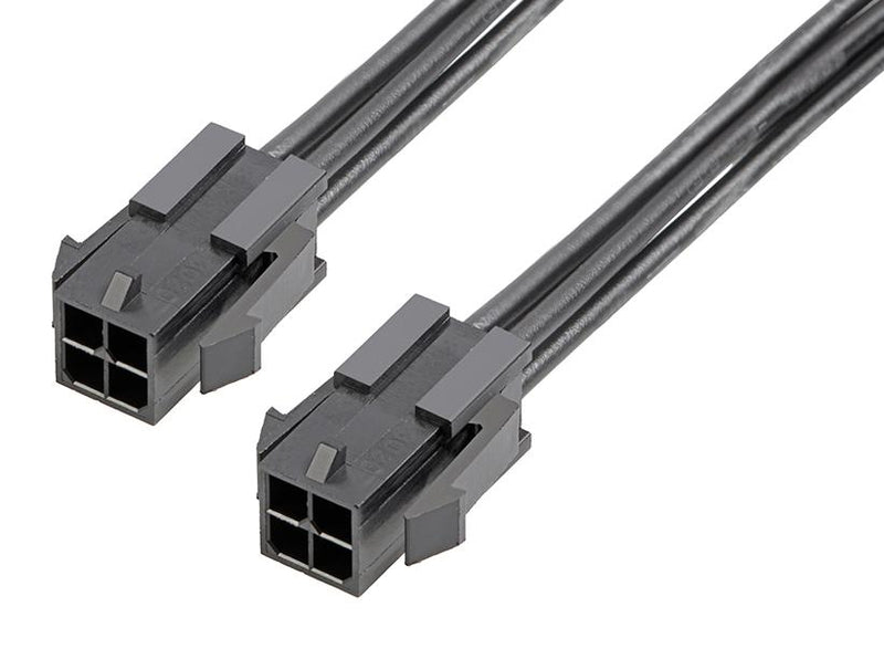 MOLEX 214757-2043 Cable Assembly, Micro-Fit 3.0 Plug to Micro-Fit 3.0 Plug, 4 Ways, 3 mm, 2 Row, 600 mm, 23.6 "