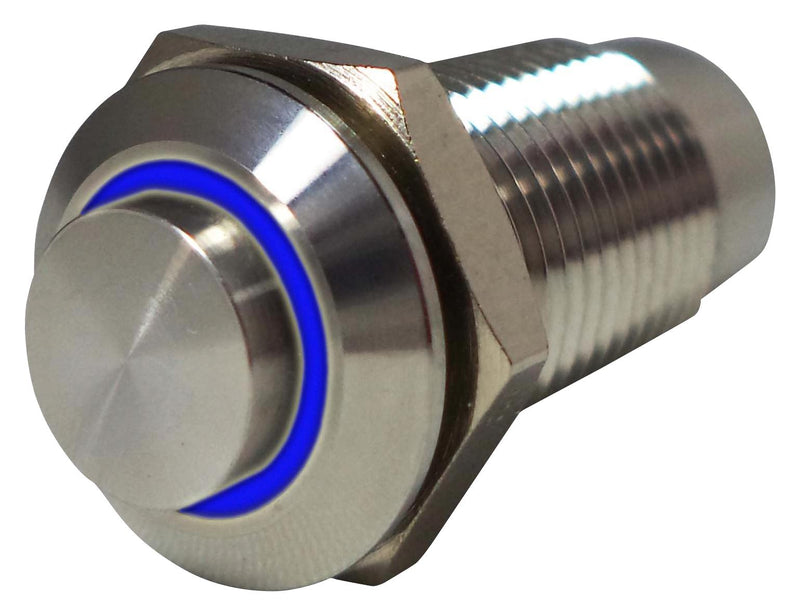 MULTICOMP PRO MP-PB7-07LB42CRRB12V Vandal Resistant Switch, 12V LED, 0.492 ", SPST-NO-DM, Off-On, Round Raised, Natural